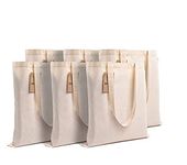 Amazon Brand - Eono Reusable Tote Bags | 100% Organic Cotton Shopping/Grocery Bag | Eco-Friendly, Multi-Purpose Bag | Sturdy Canvas Bag with 15kgs Capacity | Pack of 6 | Colour â€“ Natural
