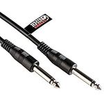 rhinocables Stereo Audio Cable 6.35mm 1/4" Lead Mono Jack Instrument Cable Plugs (Male to Male) for Electric Guitar, Bass, Amp, Keyboard, and Sound Mixing, Black (50cm)