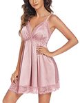 Avidlove Chemise Nighties for Women Babydoll Sleepwear Sexy Nightwear Cami Nightdress Lace V-Neck Nightshirts Pink M