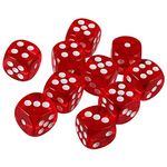 Luckymorden Pack of 10 Red Six Sided D6 Dice for Playing D&D Warhammer RPG Board Game Favours