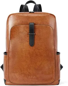 BOSTANTEN Leather Laptop Backpack for Women,15.6 inch Computer Backpack Purse College Daypack Work Travel Bag Brown