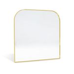 Minuover Modern Large Wall Mirror, Contemporary Minimalist Home Decor Arch Mantel Mirror, Brushed Gold Metal Framed Arched Mantle Mirror for Bathroom, Fireplace, 30" x 30", Gold