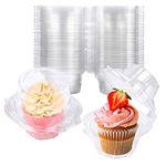 NPLUX 100 Pack Individual Cupcake Containers Plastic Cupcake Boxes Cupcake Holders Stackable Deep Dome Cupcake Carrier