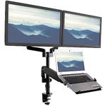 VIVO Laptop and Dual 17 to 32 inch Monitor Pneumatic Arm Mount, Fits 2 Flat or Curved Computer Screens and 10 to 15.6 Inch Notebooks, Laptop Tray, C-clamp, Grommet Mounting Base, Black, STAND-V003KL