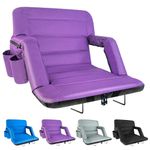 yeyeeyyee Stadium Seats with Back Support Wide, Exclusive Bleacher Chairs with Back and Cushion Folding Stadium Chairs, 6 Reclining Positions Waterproof Bleacher Seats with 2Hooks (Wide|22.5" Purple)