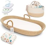 ZEAL'N LIFE Premium Baby Changing Basket, 04 Pieces Gift Set Moses Baskets for Newborn with Diaper Caddy, Baby Towel & Waterproof Pad – Moses Basket Mattress, Basket of Babies, Baby Moses Basket