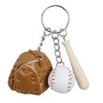 KangXingSS Mini baseball keychain softball keychain for Girls Team Softball Sports Party Favors gifts for softball players, 0.7 Inch White Baseball Khaki Glove Keychain, 1.3-inch