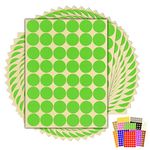 720 x Green Sticky Dots - 25mm 1 Inch - Round Colour Coding Dot Stickers - 15 Sheets