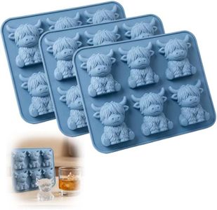 Mini Highland Cow Ice Cube Mold, Cute 3D Highland Cow Ice Cube Tray Silicone Mold for Whiskey Cocktails Coffee Drinks, Reusable Highland Cattle Silicone Ice Tray for Parties Birthday Gift (3, A)