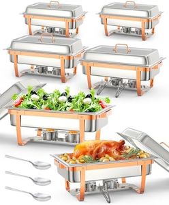 8QT Stainless Steel Chafing Dish Buffet Set (6 Pack) – Rectangle Chafer Food Warmers with Lid Holder for Kitchen, Party & Banquet Dining
