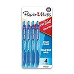 Paper Mate Profile Pen Ballpoint, Retractable Ball Point Pen Blue Translucent Barrel Bold-1.4mm, 4-Carded, Blue Ink (89472)