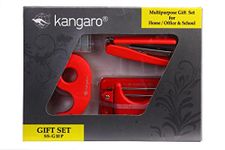 Kangaro Multipurpose Gift Set for Home, Office and School Use (SS-G10P) Set of 4 | 1 Stapler HS-G10 | 1 Paper Punch Perfo-10 | 1 Tape Dispenser TD 18 | 1 Staple Box No. 10 | RED