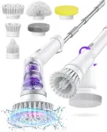 NBONEBS Electric Spin Scrubber, Cordless Shower Scrubber with 6 Brush Heads - 2H Dual Speed, IPX7 Waterproof Extension Handle for Bathroom Tile Car Cleaning