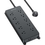 TROND Surge Protector Power Bar with 2 USB C, 4000 Joules, ETL Listed, 10 Widely Spaced Outlets 4 USB Ports, 5ft Flat Plug Extension Cord, Desk Power Strip Wall Mount, Home Office Dorm Room Essentials