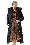 Orolay Women's Winter Long Down Jacket with Fur Hood Raglan Sleeve Coat Quilted Comfort Jacket Black XXL