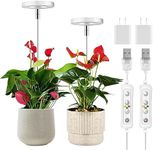 ROMSTO Adjustable LED Grow Lights, Full Spectrum for Indoor Plants, 8/12/16H Timer, Ideal for Small Plants, 2 Packs