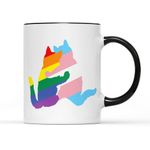 SmartyPants Pride Cat Couple Mug Tea Coffe Cup - LGBTQ Flag Rainbow Lesbian Gay Transgender Bisexual Women Men Non-Binary Pansexual Kitchen Accessories Gift Present (Black Handle Prime)