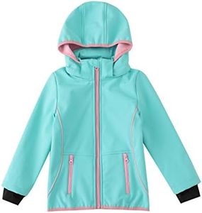 M2C Girls Hooded Fleece Lined Waterproof Windproof Jacket Mint Green 6-7 Yrs
