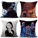 XIXISA 4pcs Anime My Hero Academia Dabi Toga Shigaraki Pillow Case MHA Square Throw Pillow Covers Home Decorative Accent Pillows Cover 18"x18", Set of 4 (B, 18x18 inch)