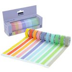 BRUSTRO Washi Masking Tapes Pastel Palette Solids Shade, 15 mm X 5 mtrs (set of 10)