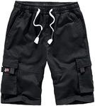 APTRO Men's Elastic Waistband Cotton Cargo Shorts Relaxed Fit Summer Casual Shorts A901 Black XL