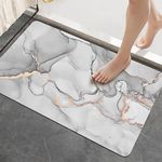 DEXI Bath Mat 40 x 60 cm, Super Absorbent and Non-Slip Bathroom Mat, Quick Dry Bathroom Floor Mat for Shower Tub Bathtub Sink, Light Grey