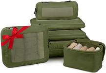 Aerotrunk Compression Packing Cubes for Travel - Luggage Organizer Bags - Double Zipper Packing Cubes for Suitcases (6-Pack, Olive Green)