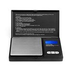 Ascher 200 gram Portable Digital Pocket Scale with Back-lit LCD Display 200x0.01 gram Black