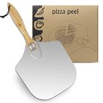 LKE Pizza Peel Aluminum Metal Pizza Paddle with Foldable Wood Handle Easy Storage Pizza Shovel 12 inch for Baking Homemade Pizza