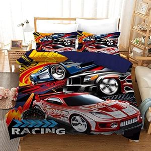 Toy Race Cars Quilt Doona Duvet Cover Set Single Double Queen King Size Available to Choose Double, 2 Pillow Cases