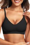 Vertvie Bras for Women Non Wired Full Coverage Soft Bra Seamless Comfort Plus Size Push up Padded Wireless Bralette T Shirt Everyday Bras(1pc Black,M)