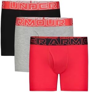 Under Armour Boys Charged Stretch Boxer Jock, Lightweight & Smooth Stretch Fit, 3-Pack Performance Cotton-red, Large