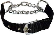 PSK PET MART Choke Collar Safety Metal Chain Gentle Choker Chew Proof Strong Reflective Nylon Padded Adjustable Collar Color Black (Small)