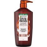 Garnier Whole Blends Smoothing Shampoo for Frizzy Hair, with Coconut Oil and Cocoa Butter Extract, Paraben-Free, 828ml