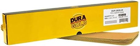 Dura-Gold Premium 220 Grit Gold Pre-Cut PSA Longboard Sandpaper Sheets, Box of 20, 2-3/4" x 16-1/2" Self-Adhesive Stickyback Sandpaper for Automotive, Woodworking Air File Sander, Hand Sanding Block