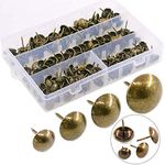 Hilitchi 280-Pieces [4-Size] Antique Brass Tacks Bronze Nail Pins Upholstery Nail Tacks Furniture Thumb Tack Pins Assortment Kit - Size Include: 7/16'' 9/16'' 5/8'' 3/4''