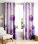 Ultimate Trends Polyester Floral Grommet 90% Blackout Long Door Curtain, 10 Feet, Mauve Purple, Pack of 2