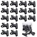 Bulldog Clips, Push Pin Clips, 20 Pcs Metal Clips with Push Pins, Thumb Tacks with Clips for Cork Board Bulletin Board Photo Wall, Black (Black, 20pcs Black)