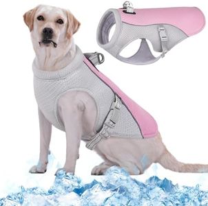 Kuoser Dog Cooling Vest, Evaporative Cooling Coat for Dogs, Breathable Pet Jacket, Safety Reflective Puppy Ice-Cooling Harness Coat, Sun-Proof Dogs Summer Cooler Vest for Outdoor Activity, Pink