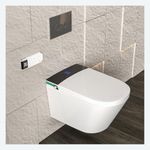 MEJE #MZE014P - Intelligent Wall-Hung Toilet, One-Piece Elongated Smart Toilet with Bidet Built in,Heated Seat, Warm Air Dryer,Auto Flush, Auto Open and Close, Remote Control, Night Light, White