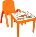 A406 Children Table and Chairs Set Study Desk for kids Study Table Toddler Chair Blue Red Pink Yellow Green Nursery Furniture (Orange, Table + 1 Chair)