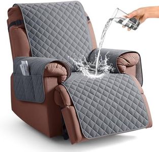 KinCam 100% Waterproof Recliner Chair Cover, Reclining Couch Covers for Pets, Dogs, Recliner Couch Slipcover Furniture Protector with Elastic Straps for Kids(23.6", Dark Gray)