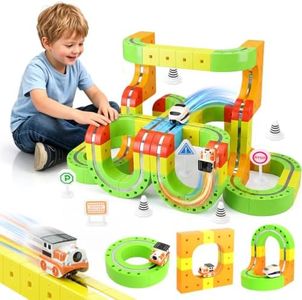 Nisuez 131PCS Electric Train Set for Kids with Upgraded Bigger Magic Tracks