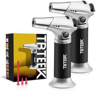 TBTeeK Butane Torch, Kitchen Torch Cooking Torch with Safety Lock & Adjustable Flame for Cooking, BBQ, Baking, Brulee, Creme, DIY Soldering, 2Pack (Butane Not Included)