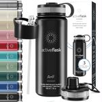 Stainless Steel Water Bottle with Straw & 3 Lids: 1 & 0,5L Leak-Proof BPA-Free Vacuum Insulated ACTIVE FLASK Drinking Bottles Hot Cold: Double Walled Outdoor Drink Thermo Mug Tea Coffee Sport Gym Bike