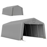 Outsunny 12 x 20 ft Heavy Duty Carport, Outdoor Portable Garage Canopy Tent with 2 Ventilation Windows, Large Door, Car Shed Shelter for Truck, Boat, Motorcycle, Bike, Light Grey