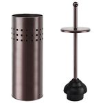 Toilet Plunger with Holder for Bathroom, Multi Drain Suitable Also for Bathtubs, Quick Dry, Bronze