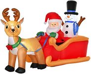 HOMCOM 4ft Christmas Inflatable Santa Claus on Sleigh Deer, LED Lighted for Home Indoor Outdoor Garden Lawn Decoration Party Prop