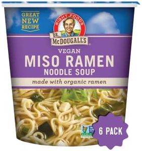 Dr. McDougall's Vegan Miso Ramen Soup - Instant Ramen Noodles Cups - Organic Instant Noodles - Vegan Ramen - Noodle Soup - Vegetarian Ramen Soup - 1.9 Ounces - 6 Pack