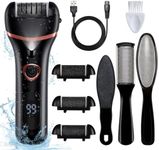 Bemece Electric Foot File, Hard Skin Remover Foot Electric with Pedicure Sets, USB Rechargeable with 3 Replacement Rollers, for Dead Skin, Heels Calluses-Black（Valentine's Day Gift）